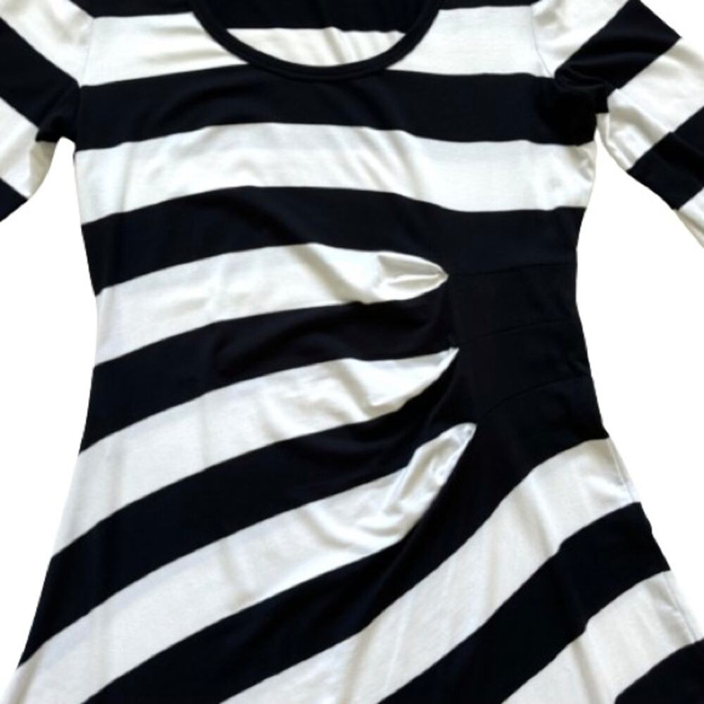 Calvin Klein Dress Black White Stripe 3/4 Sleeve Summer Casual Dress Size 10 NEW - Picture 8 of 13